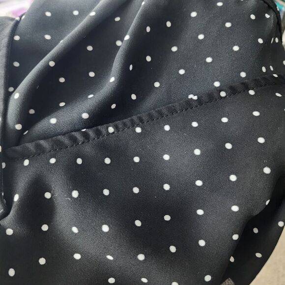 Talbots Georgette Tunic Tank Black Dots Size 1 - Picture 7 of 10
